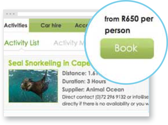 Concierge screen shot showing a Book button
